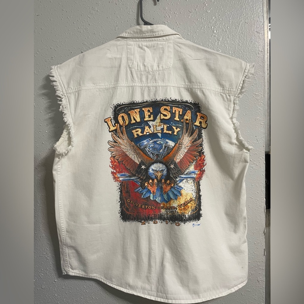 Lone Star Rally cutoff white denim vest from 2010